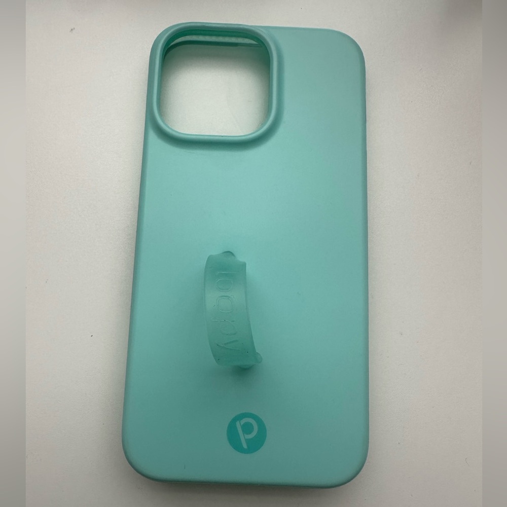 LOOPY CASE-14 pro max Mint Green/ Teal  Phone Case with rubber Stand